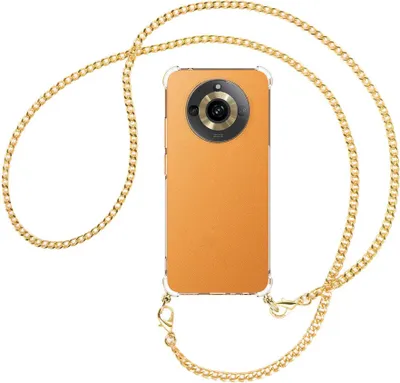 Produktbild von Handykette Backcover-Schutzhülle mit Band (Metall goldfarben) für Realme 11 5G (6.72'') - goldfarbene Kette