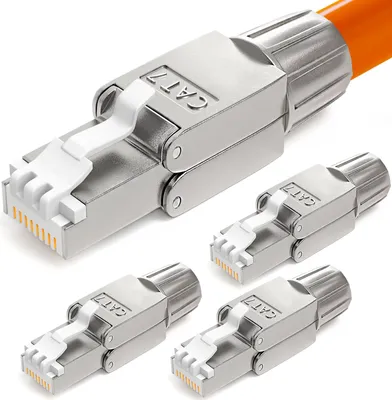 Produktbild von hb-digital 4x Netzwerkstecker CAT7 schmal RJ45 LSA STP Zinklegierung