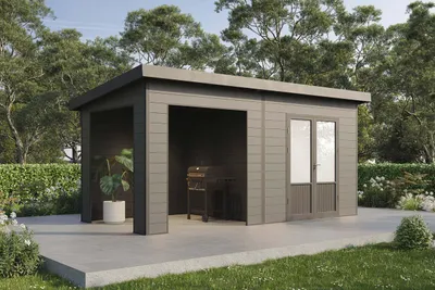 Produktbild von Finnhaus Wolff WPC Gerätehaus Tona 5024 28 Anthrazit Gerätehaus aus Holz/Kunststoff in Anthrazitgrau, Geräteschrank mit 28 mm Wandstärke inklusive Schleppdach Gartenhaus