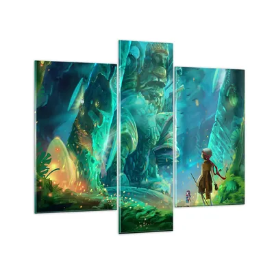 Produktbild von Bilder auf glas - Alt höhle geheimnis spaß - 95x80cm - Glasbilder - Wandbilder - Kunstdruck - zum Aufhängen bereit - Wanddekoration aus Glas - Glas Bilder - Wandbild auf Glas - 3 Teile - GCB95x80-2843