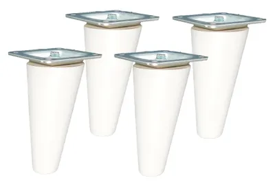 Produktbild von Holz-Möbelfüße schräg, weiß lackiert, 10 cm, 4er Set inklusive Montageset