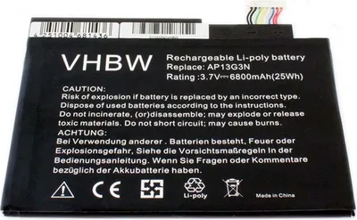 Produktbild von vhbw Akku kompatibel mit Acer Iconia Tab W3-810, ZEIV4, W3 Notebook (6800 mAh, 3,7 V, Li-Polymer)