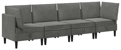 Image de Ensemble de salon vidaXL avec coussins, 4 pièces, velours gris foncé
