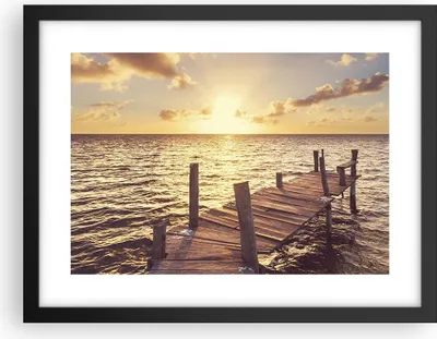 Produktbild von Gerahmtes Poster - Schwarzer Rahmen - Brücke Sonne Ozean - 40x30 cm - Wand Bild - Wanddeko - Wandbilder - Kunstposter - Wandposter - Bilderrahmen - Bilder - Kunstdruck - Wandbild - P2BAA40x30-4168
