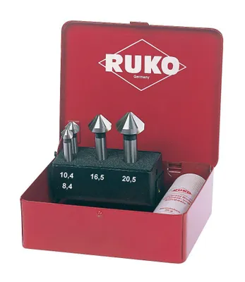 Produktbild von Ruko Kegelsenkersatz DIN335-C 90Grad Durchmesser 8,3-20,5mm HSS-TiN 3 Schneiden 6tlg. - 102151T