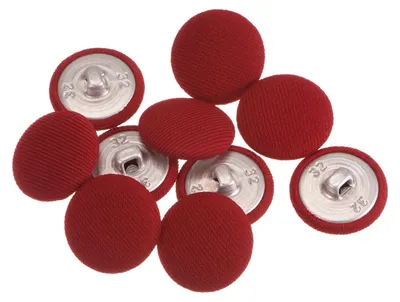 10 Stoffknöpfe 20 mm rot mit Metallschaft für Kleidung