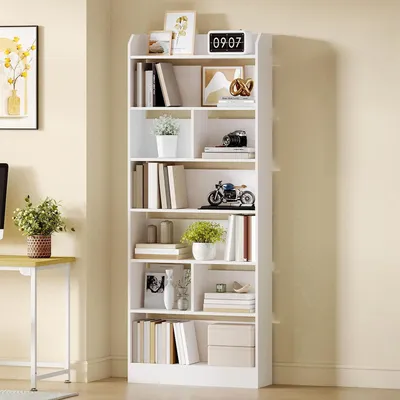 Image de Étagère de rangement avec 7 compartiments, dimensions 24 x 60 x 199,2 cm, couleur blanche