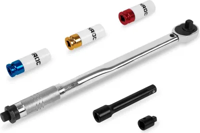 Produktbild von Vonroc Drehmomentschlüssel 1/2" - 470mm - 28-210Nm - Inkl. Steckschlüsselsatz - 3 Stück, Verlängerungsstange und Reduzierstück