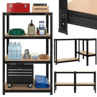 Productafbeelding van Bigstren 27341 Metalen opbergrek, 4 planken, 150 x 75 x 30 cm,  700 kg, zwart