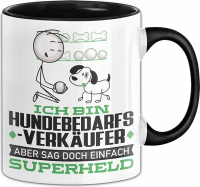 Produktbild von Hundebedarfsverkäufer Geschenk Tasse Ich Bin Hundebedarfsverkäufer Aber Sag Doch Einfach Superheld Lustige Geschenkdiee für Hundebedarfsverkäufer Kaffee-Becher (Schwarz)