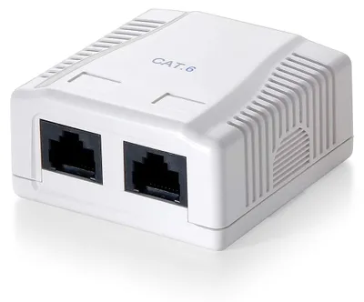 Zdjęcie produktu dla Gniazdo sieciowe natynkowe - 2 porty RJ45 - Cat6 - Biały