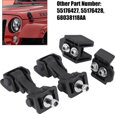 Produktbild von Haubenverriegelungs-Sicherheitsverschlüsse und Halterungen Set - für Jeep Wrangler TJ 97-06 55176636AD 55395652AC