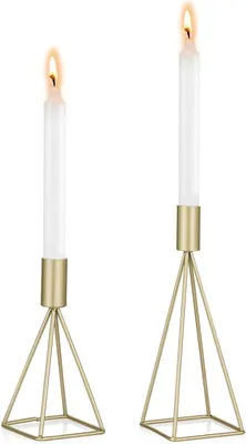 Metallische Taper Kerzenhalter Set von 2 - Goldene Kerzenhalter für Taper Kerzen