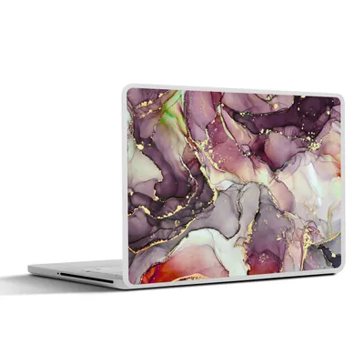 Produktbild von MuchoWow® Laptop Aufkleber Sticker Cover Marmor - Rot - Lila - Gold 31x22.5 cm - Laptop-Deko