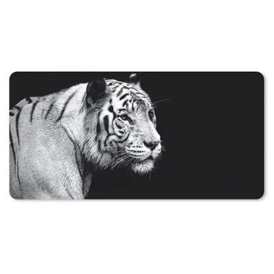 Produktbild von MuchoWow® Schreibtischunterlage Tierprofil Tiger in schwarz und weiß 80x40 cm - XXL Mauspad - Gaming Mauspad