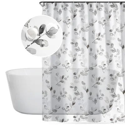 Produktbild von Vilde | Duschvorhang 180x180 cm - 12 Haken im Set - Wasserdicht und Schimmelresistent - Badewannenvorhang - Pflanzenmuster
