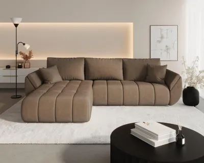 Produktbild von Ecksofa Schlafsofa MISATO Stoff Monolith Braun Ottomane Links