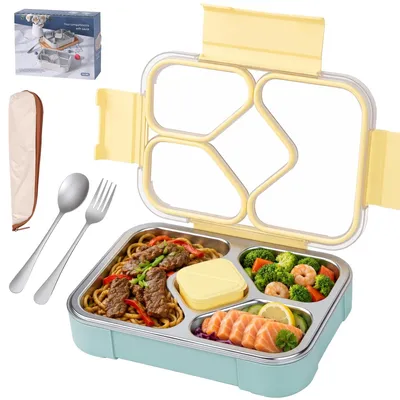 Zdjęcie produktu dla Pudełko na lunch ze stali nierdzewnej, z przegródkami