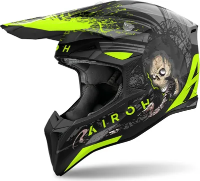 Zdjęcie produktu dla Kask motocrossowy Airoh Wraaap Darkness, czarny/neonowo-żółty, S (55/56)