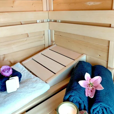 Produktbild von Sauna Kopfstütze aus Lindenholz Nackenstütze Saunakissen 39,5 cm