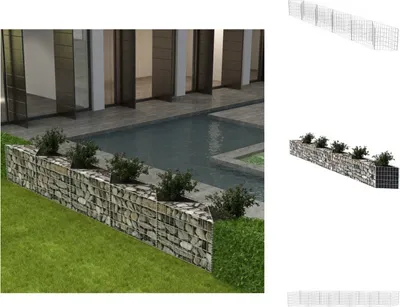 Produktbild von vidaXL Gabionenkorb Pflanzkasten Gemüse-Hochbeet Stahl 300×30×50 cm -  Zaunfelder