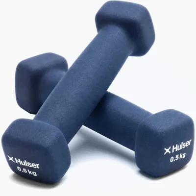Produktbild von Hulser Hantelset - 2 x 0,5 kg - Neopren Hanteln - Blau - Gewichte - Kurzhanteln für Krafttraining - Workout Fitness Training Zuhause