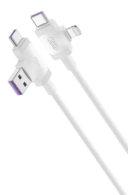 Produktbild von XO NB237 Daten- und Ladekabel 4in1 USB + USB-C - iPhone-Anschluss + USB-C 1,0 m 3A Weiß