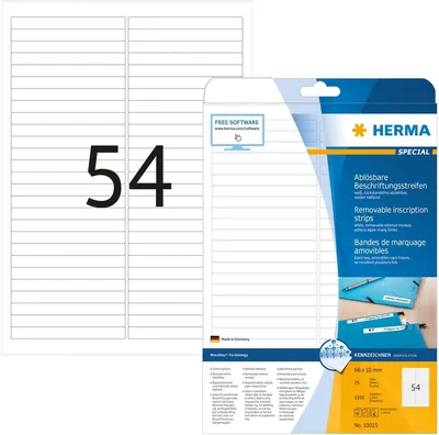 Produktbild von Beschriftungsstreifen 96x10 mm weiß Movables/ablösbar Papier matt 1350 Stück Packung mit 32 Stück