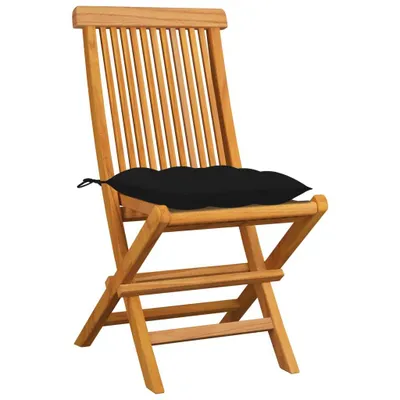 Produktbild von VidaXL 3062590, Terrasse, Gepolsterter Sitz, Teak, Schwarz, Polyester, 470 mm