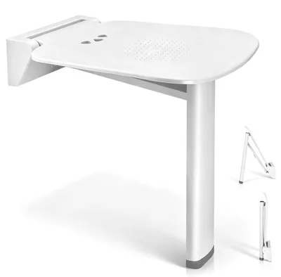 Image de Siège de douche pliable - Tabouret de salle de bain à fixer au mur - Pliable - Avec pieds - Pour personnes âgées