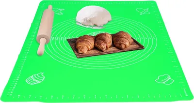 Produktbild von Silikon Backmatte Teigmatte Ausrollmatte Backunterlage Groß XXL Antihaft rutschfest 64x45cm grün