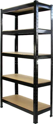 Produktbild von Monster Racking Sparangebot 6 x T-Rax Regale Hochleistungsregale Schwerlastregal Lagerregal Garagenregal Stahlregal Industrieregal Werkstattregal Steckregal Metallregal 100% schraubenlos Schwarz 75cm x 30cm x 150cm + Gratis Gummihammer