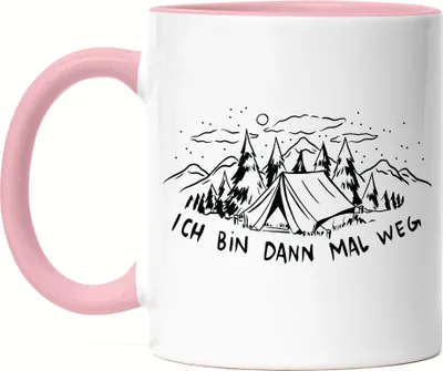 Produktbild von Ich bin dann mal weg Tasse Rosa Camping Zelten Wohnwagen Naturliebhaber Wildcamping Geschenk