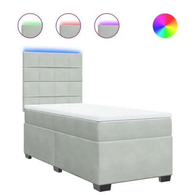 Produktbild von Boxspringbett mit Matratze Hellgrau 80x200 cm Samt