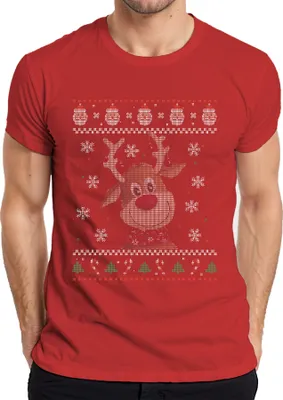 Produktbild von Süßes Rentier - Ugly Christmas Sweater Weihnachten Herren T-Shirt, Rot, S