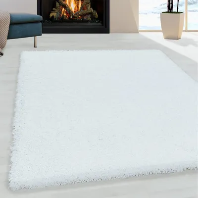 Produktbild von Wohnzimmerteppich im Shaggy-Design, weicher Flor, einfarbig weiß 240 x 340 cm