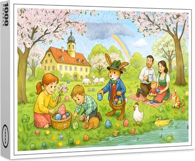 Produktbild von raxxa Premium-Puzzle "Easter Egg Hunt in Park", 1000 Teile