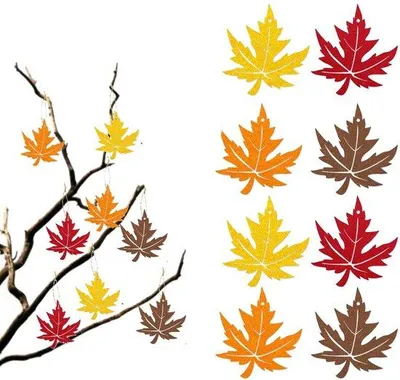 Produktbild von Herbstblätter-Hängekunst, Dekoration für Fenster, nicht gewebte Stoffblätter, Thanksgiving-Accessoires, 10x9,5cm