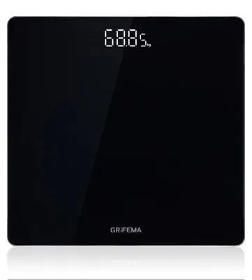 Immagine prodotto di Bilancia digitale per persone, portata massima 180 kg, precisione 50 g, display LED di grandi dimensioni, vetro temperato, colore nero