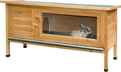 Obrázek produktu pro Klec pro králíky odolná proti povětrnostním vlivům, 116 x 45 x 62 cm, skládací střecha, 2 dvířka, snadno se čistí