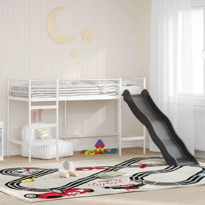 Immagine prodotto di Maison Exclusive - Letto a soppalco per bambini con scivolo, bianco e antracite, 100 x 190 cm