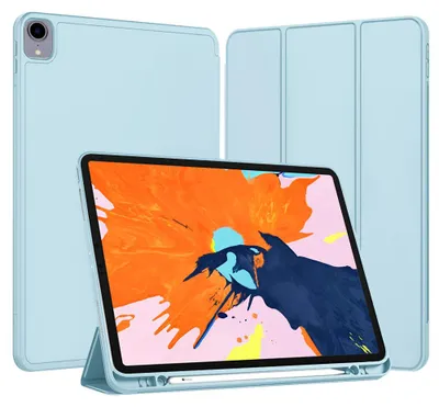 Produktbild von Techsuit Flex Trifold Tablet-Hülle mit Pencil-Halter für Apple iPad Pro 12.9 2022/2021/2020/2018 - Hellblau