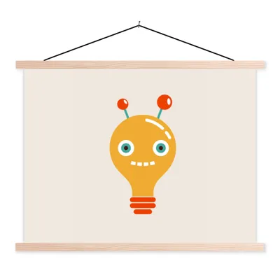 Produktbild von MuchoWow® Textilposter Roboter - Glühbirne - Gesicht - Antenne - Kinder 40x30 cm mit holzfarbenen Rahmen - Bilder