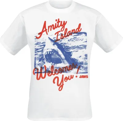 Produktbild von Der weisse Hai T-Shirt Herren Amity Island Welcomes You - Oversize weiß L