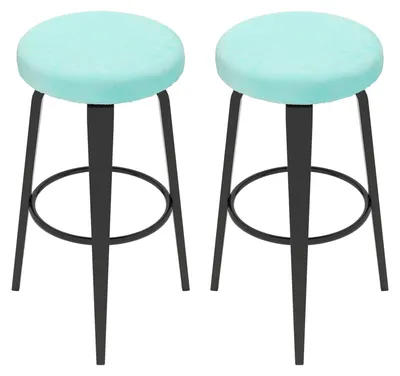 2 Barhockerbezüge aus Samt, rund, 25-35 cm, hellblau