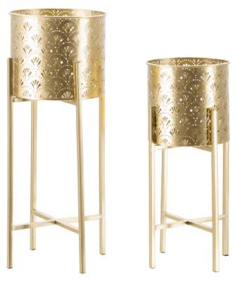 Immagine prodotto di Mauro Ferretti Golvy portafiori Set di 2 Ø 21x52 e 19x42 cm oro