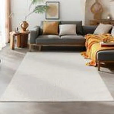 Produktbild von Schlingenteppich Schlafzimmer Einfarbig Meliert Design, Größe: 280 x 370 cm, Farbe: Creme