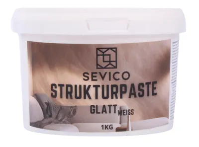 Produktbild von SEVICO Strukturpaste Glatt 1 kg | Weiße Spachtelmasse für Acrylmalerei | Modellierpaste für Kunstprojekte, Acrylfarbe, DIY, 3D-Effekte, Texturen | Einfach mit Palettenmesser aufzutragen | A007-001