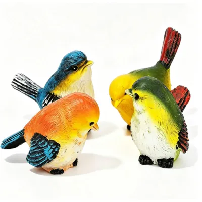 4er-Set Harz Vögel, Gartenfiguren für Außen, Dekoration