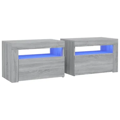 Obrázok produktu pre Nočné stolíky 2 ks s LED, sivý dub sonoma 60x35x40 cm